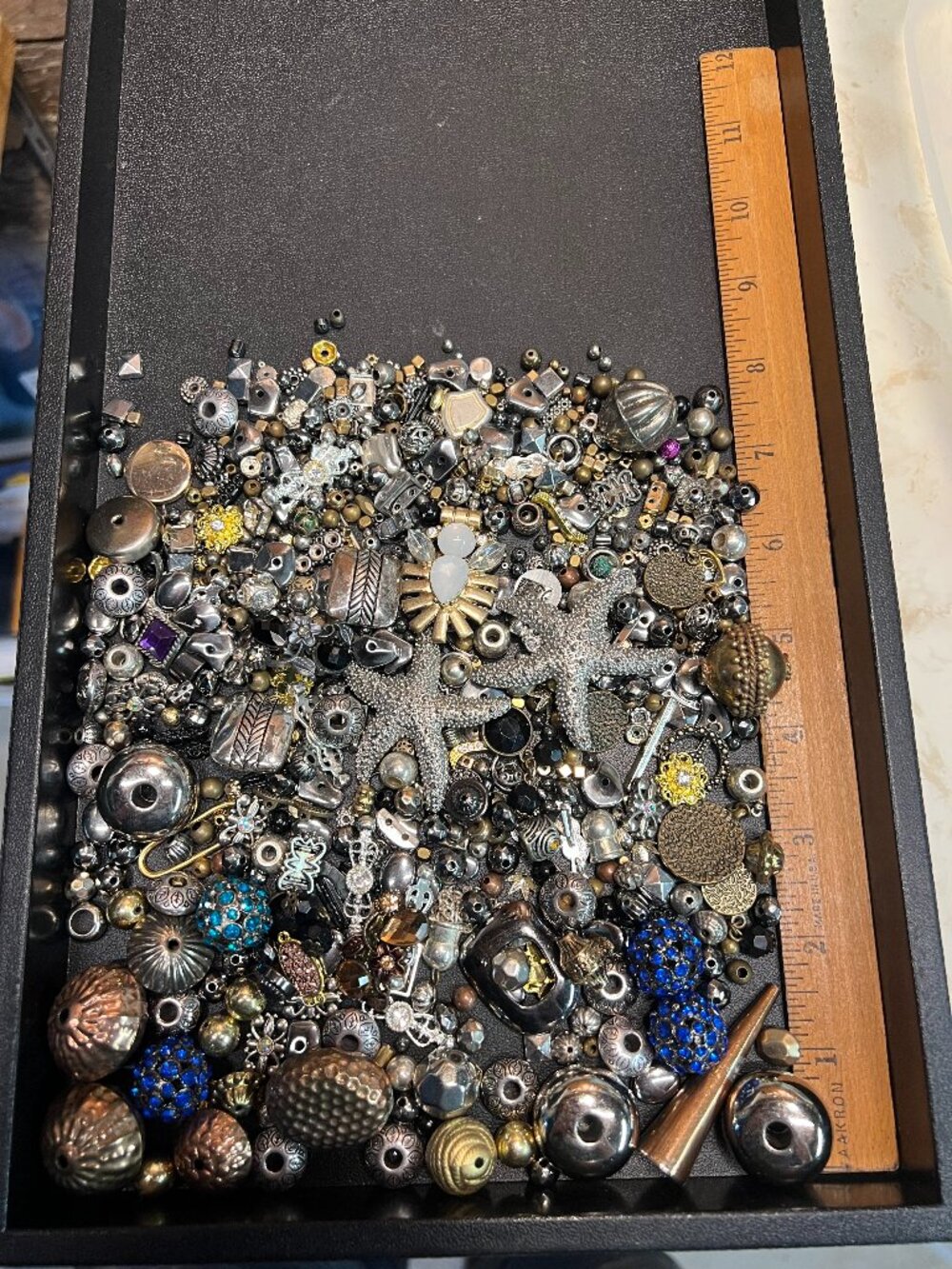 1lb metal or metallic bead mix Lot 5